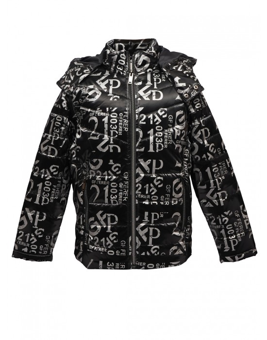 Boys Jacket Printed Metallic Black